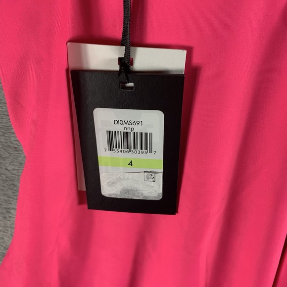 DKNY Women's Swimsuit 4 One Piece Pink Ruffle Underwire Plunge Tummy Control NWT - Picture 5 of 8